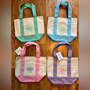 TRADER JOE'S Mini Pastel Canvas Tote Bags